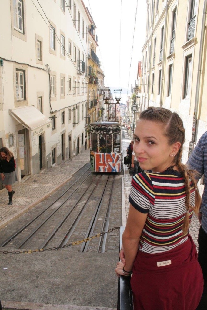 Tram behind me in Lisbon 