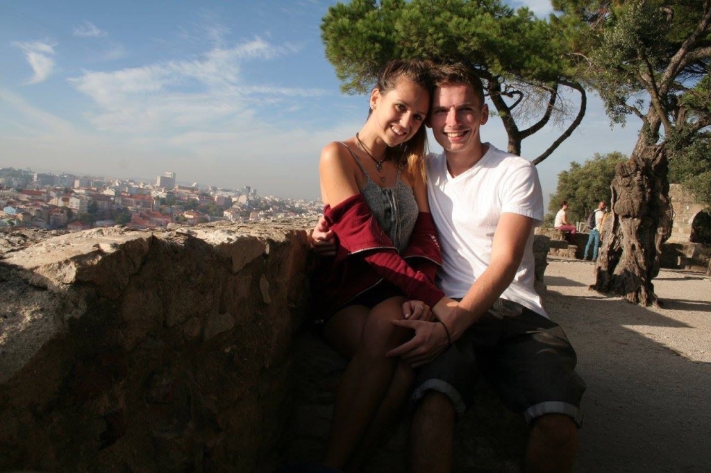 Couple at castle Lisbon 